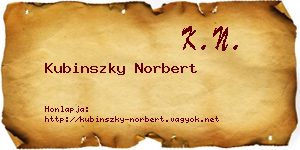 Kubinszky Norbert névjegykártya