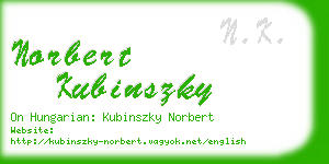 norbert kubinszky business card